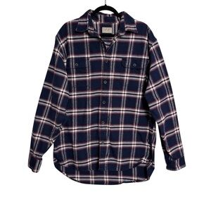 Jachs NY Plaid Flannel Shirt XLT Tall Blue Red Button Down Cotton